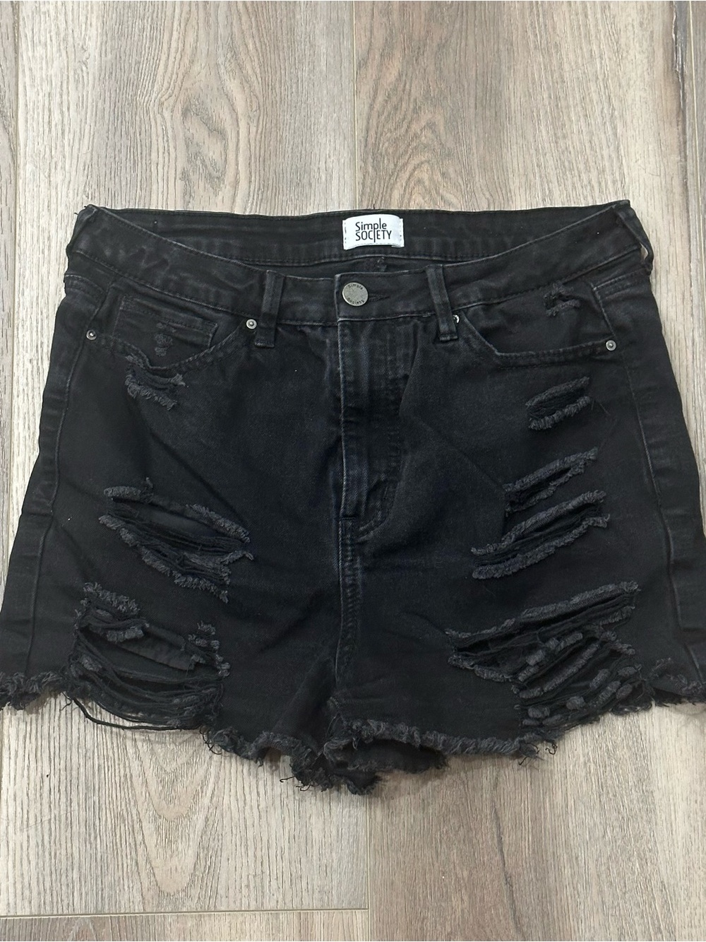 Simple Society Black Denim Jean Shorts